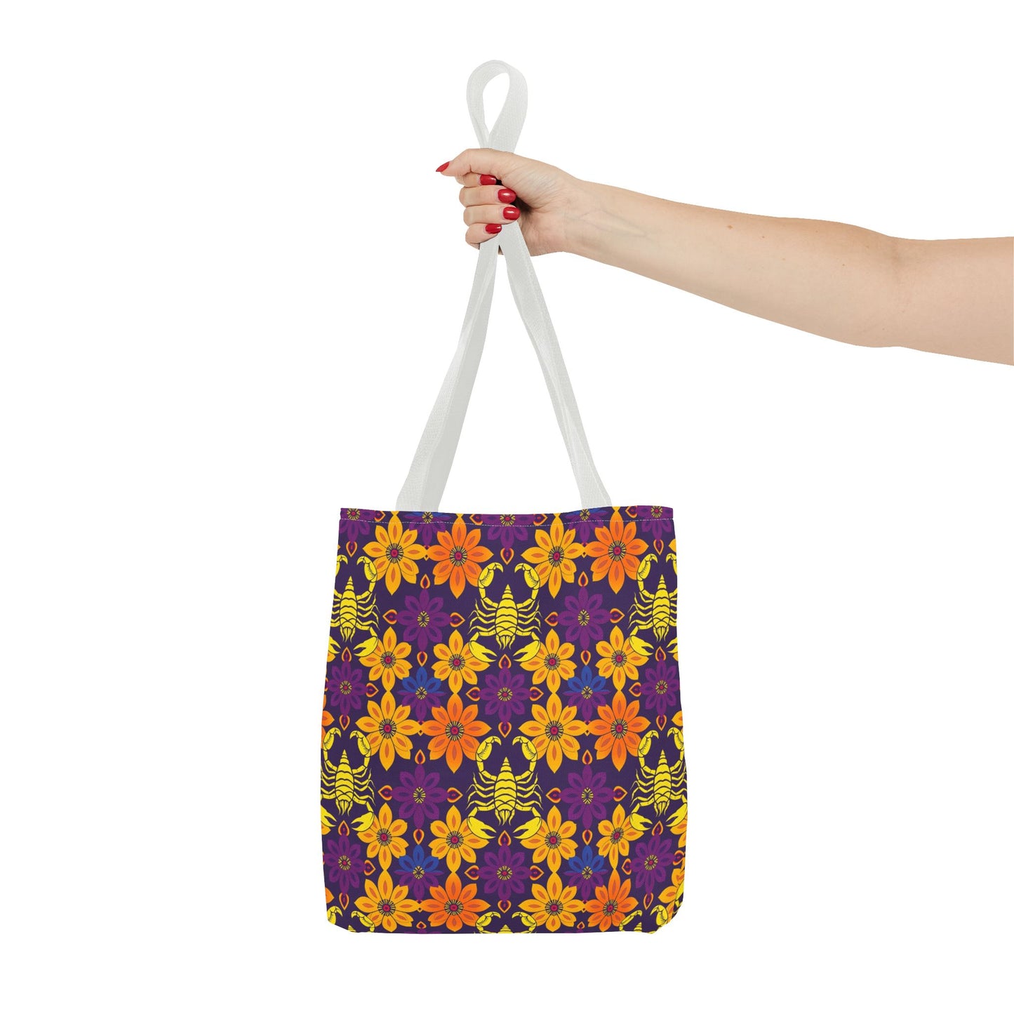 Tote Bag, (AOP), Scorpio, Zodiac v2, Flower Pattern