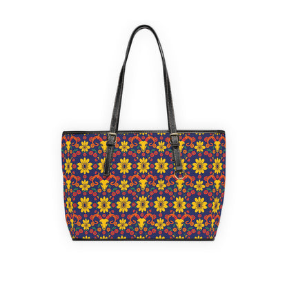 Leather Shoulder Bag, Aries, Zodiac v2, Flower Pattern