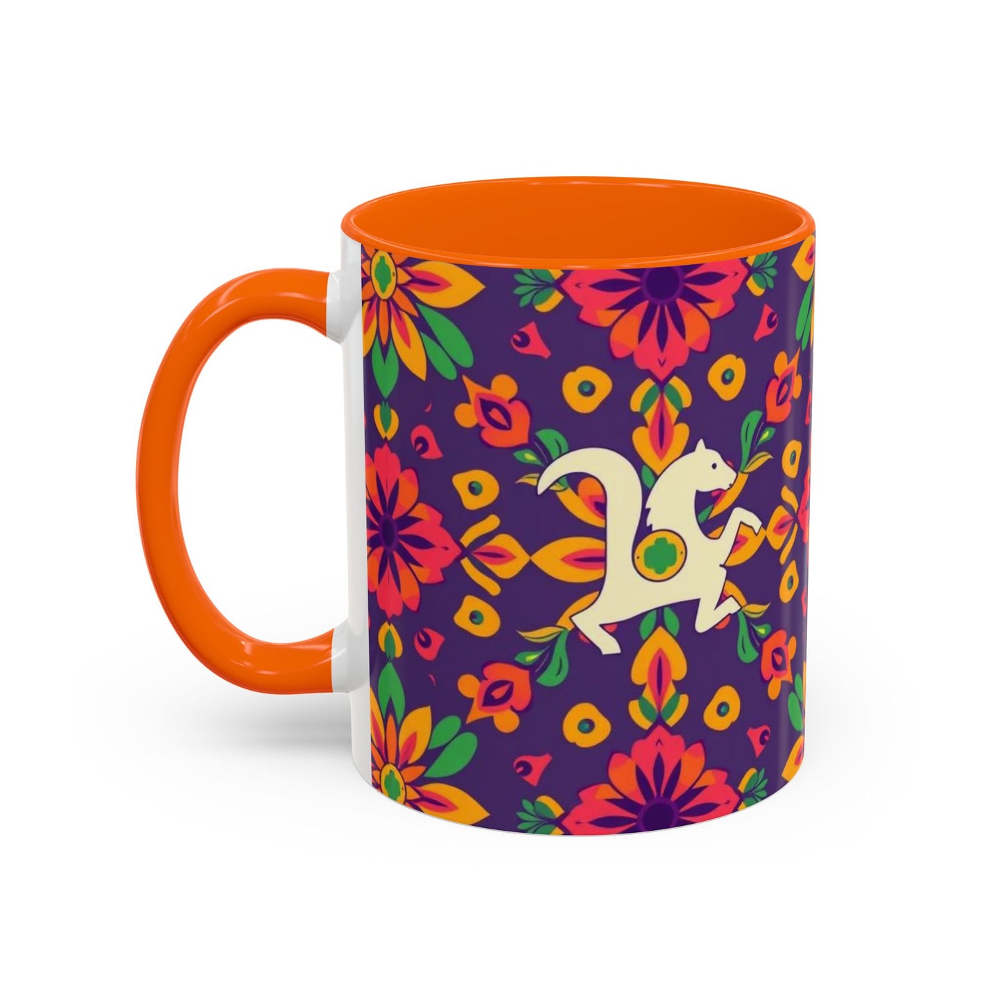 Accent Coffee Mug, Aquarius, Zodiac v2, Flower Pattern, (11, 15oz)