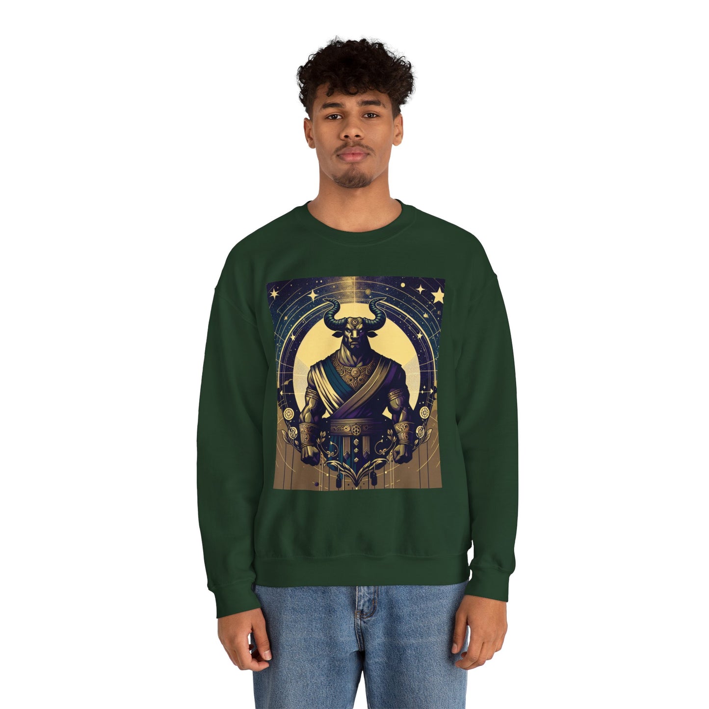 Unisex Heavy Blend™ Crewneck Sweatshirt, Minotaur, Taurus Zodiac Design