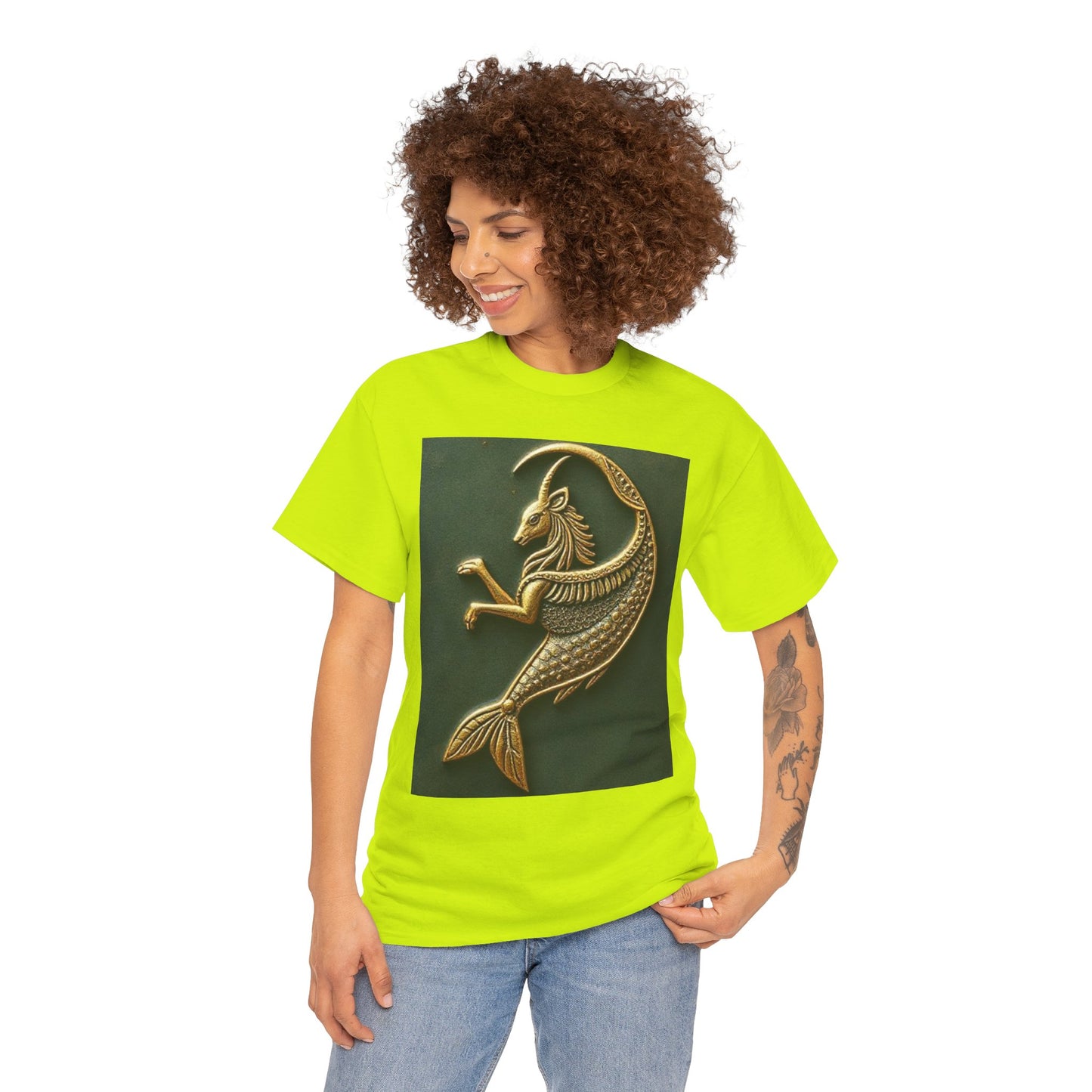 Unisex Heavy Cotton T-Shirt, Capricorn Animal. Symbol, Zodiac Design