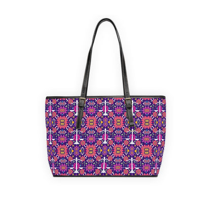 Leather Shoulder Bag, Libra, Zodiac v2, Flower Pattern
