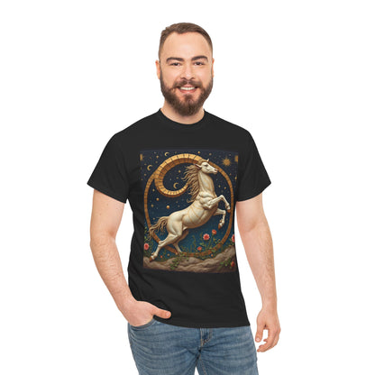 Unisex Heavy Cotton T-Shirt, Aries Animal 1v, Zodiac Design