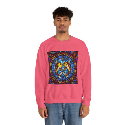 Unisex Heavy Blend™ Crewneck Sweatshirt, Glass 1, Pisces Zodiac Design