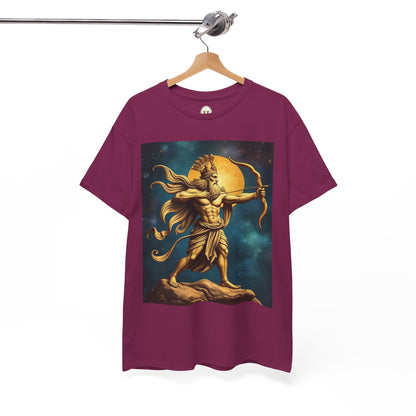 Unisex Heavy Cotton T-Shirt, Midnight Arrow v1, Sagittarius Zodiac Design