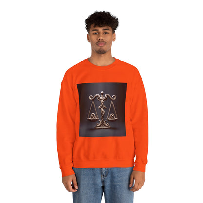 Unisex Heavy Blend™ Crewneck Sweatshirt, Brown Scale, Libra Zodiac Design
