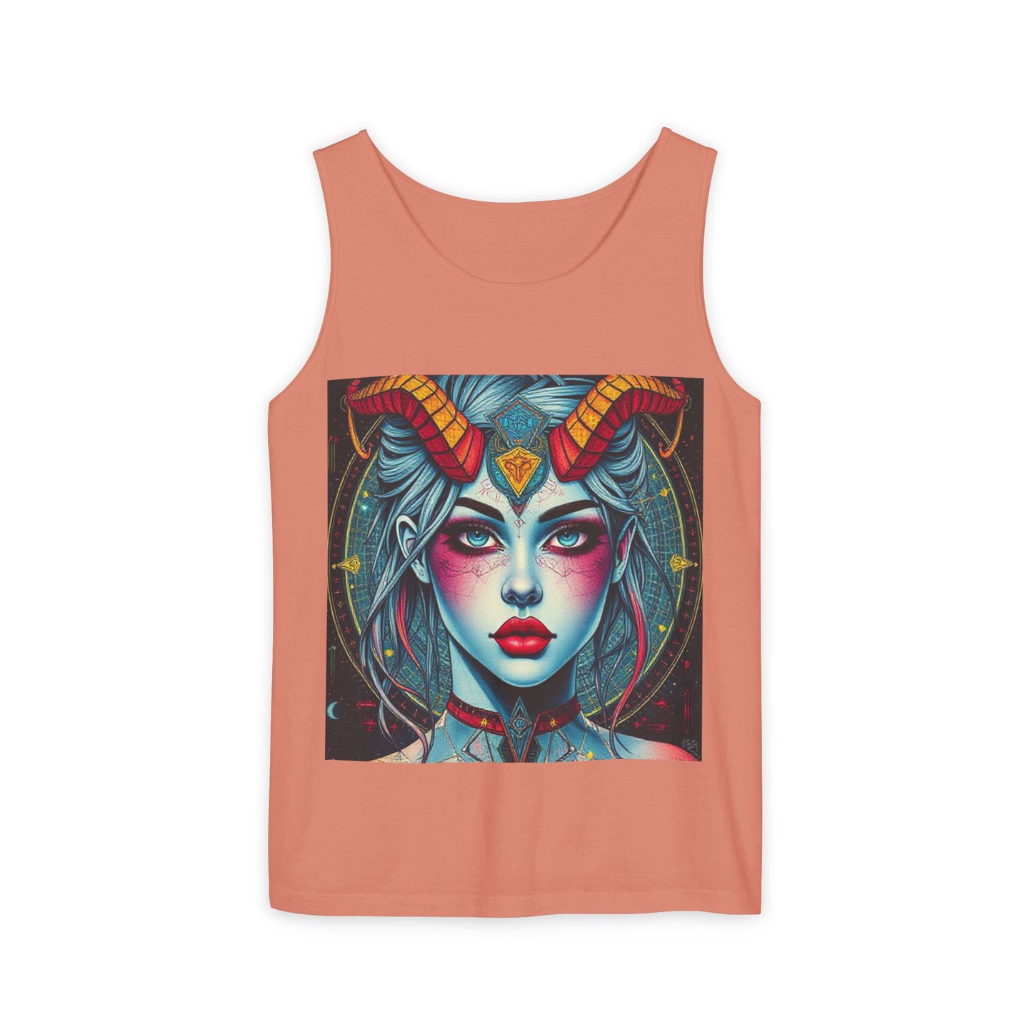Unisex Garment-Dyed, Tank Top, Capricorn, Pop Art v1, 100% US cotton