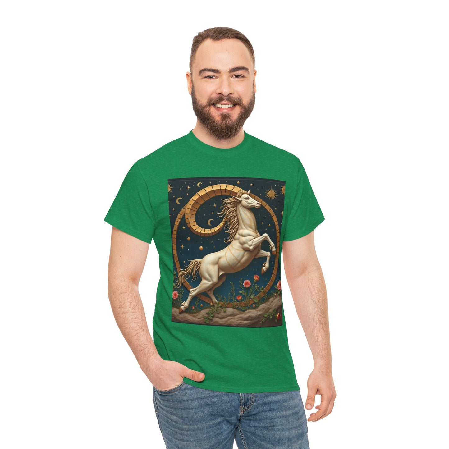 Unisex Heavy Cotton T-Shirt, Aries Animal 1v, Zodiac Design