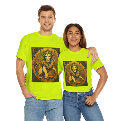 Unisex Heavy Cotton T-Shirt, Gold Lion, Leo Zodiac Design