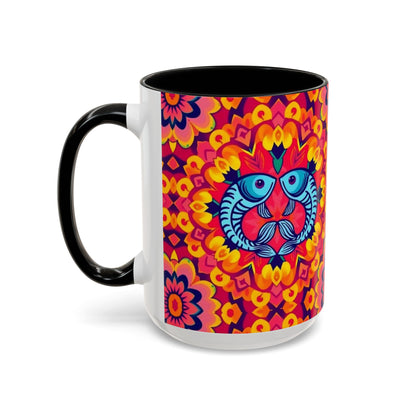 Accent Coffee Mug, Pisces, Zodiac v1, Flower Pattern, (11, 15oz)