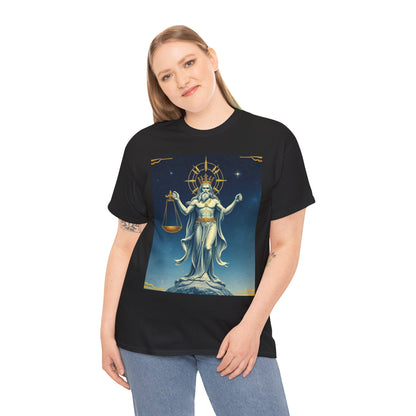Unisex Heavy Cotton T-Shirt Space v2, Libra God, Zodiac Design