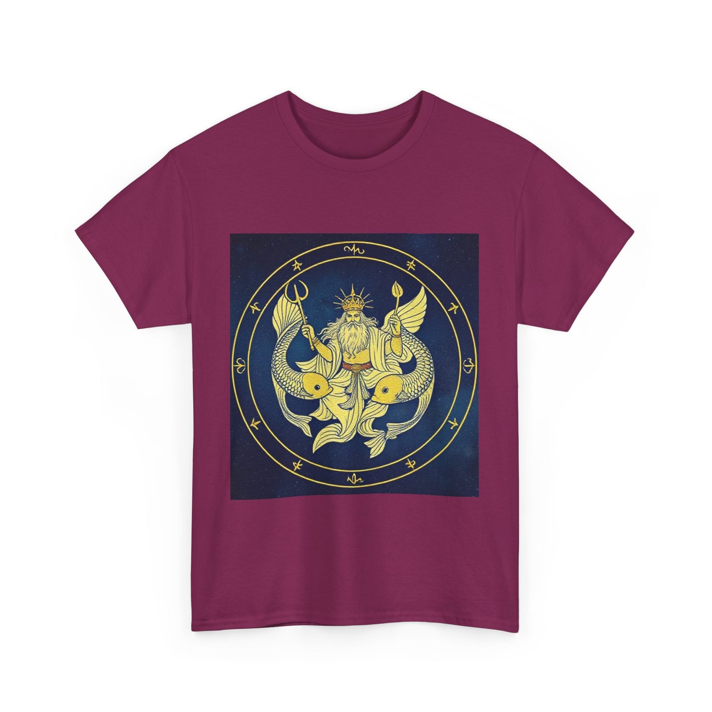 Unisex Heavy Cotton T-Shirt, King of Pisces, Zodiac Design