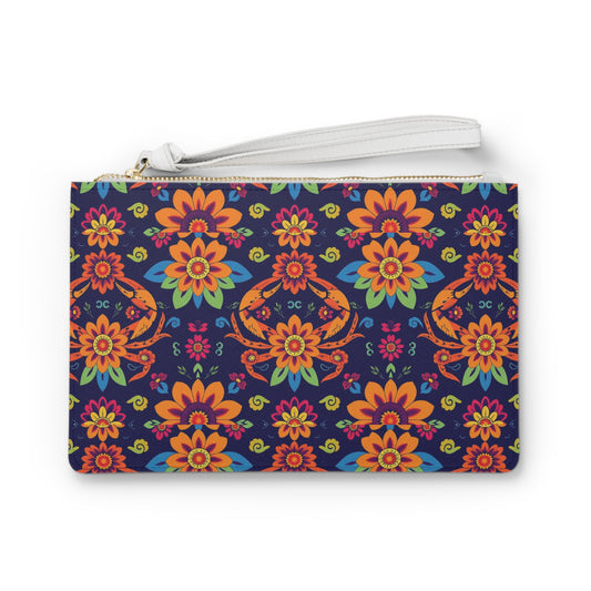 Clutch Bag, Cancer, Zodiac v4, Flower Pattern