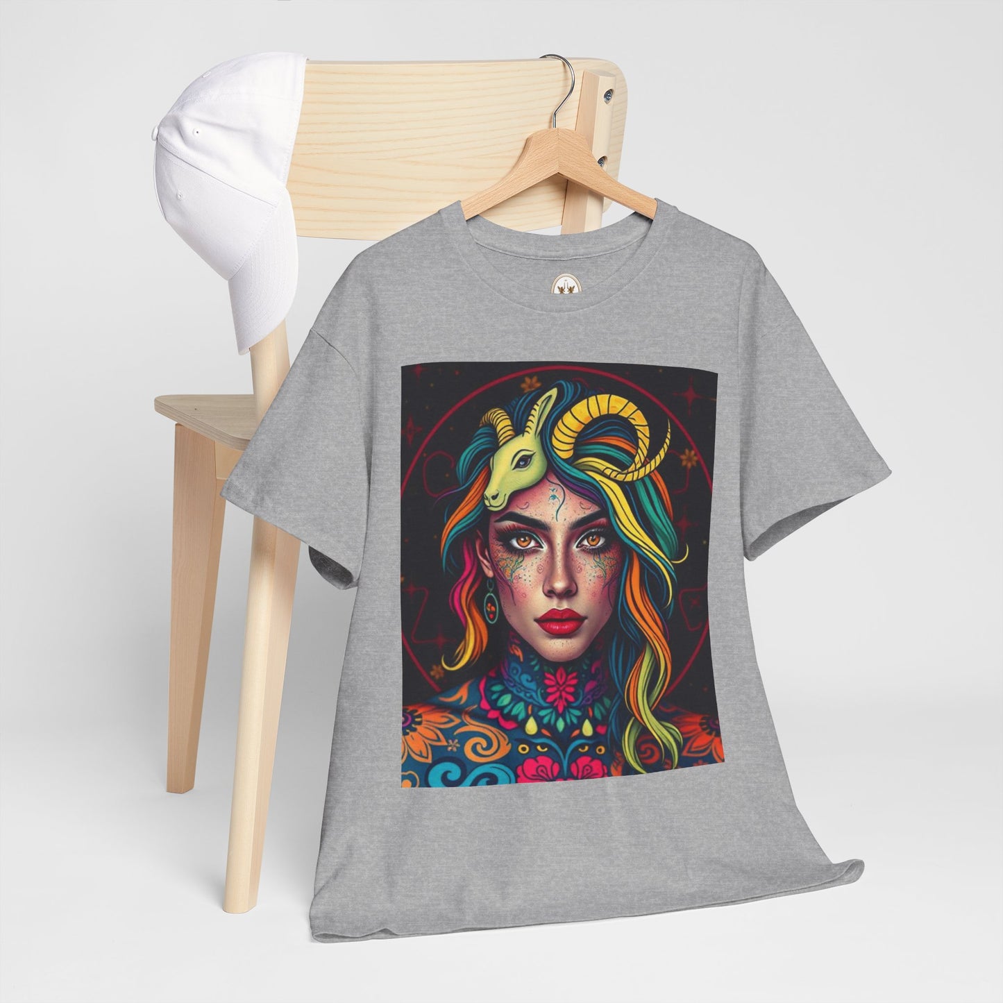 Unisex Heavy Cotton T-Shirt, Capricorn, Zodiac v2, Sexy Art
