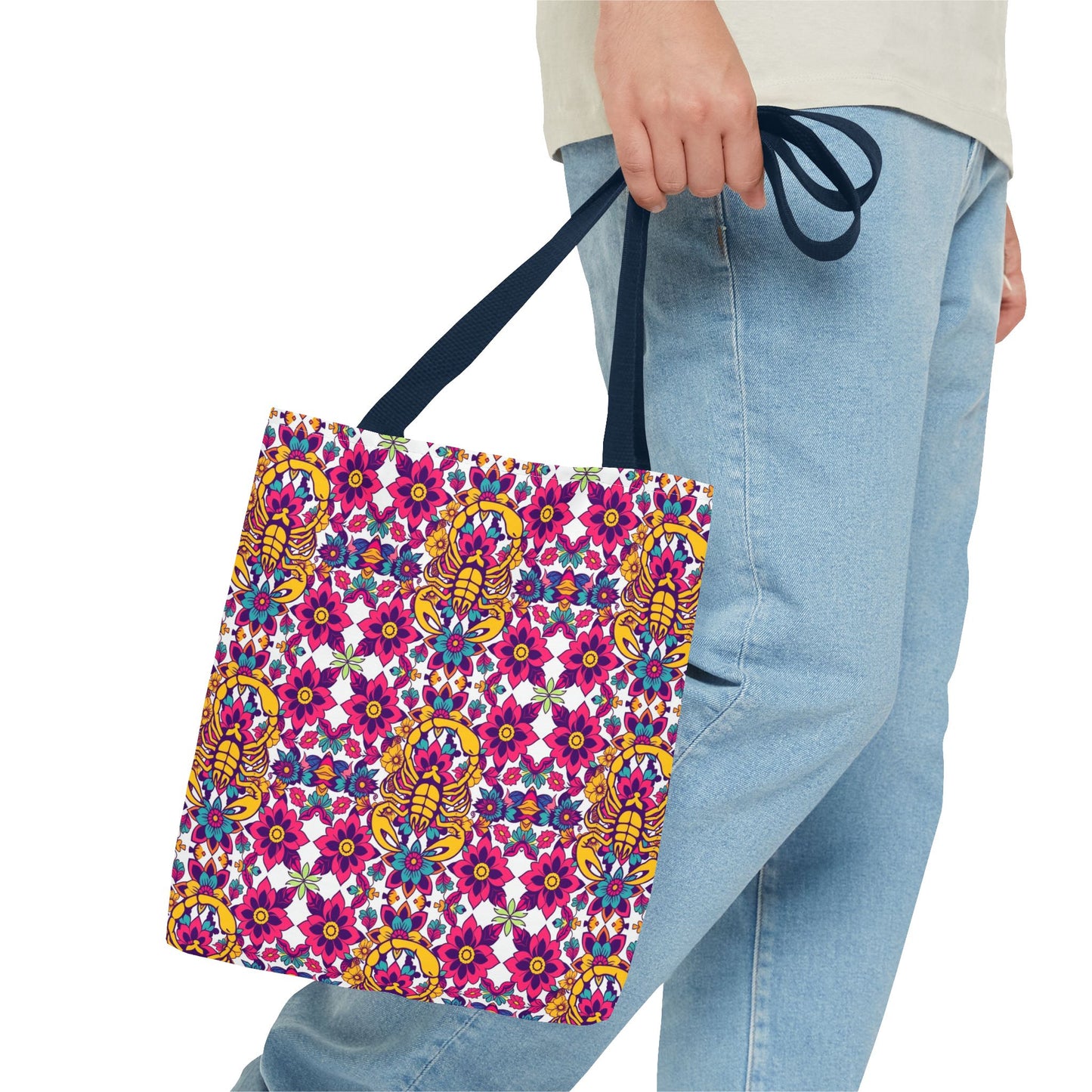Tote Bag (AOP), Scorpio, Zodiac v1, Flower Pattern