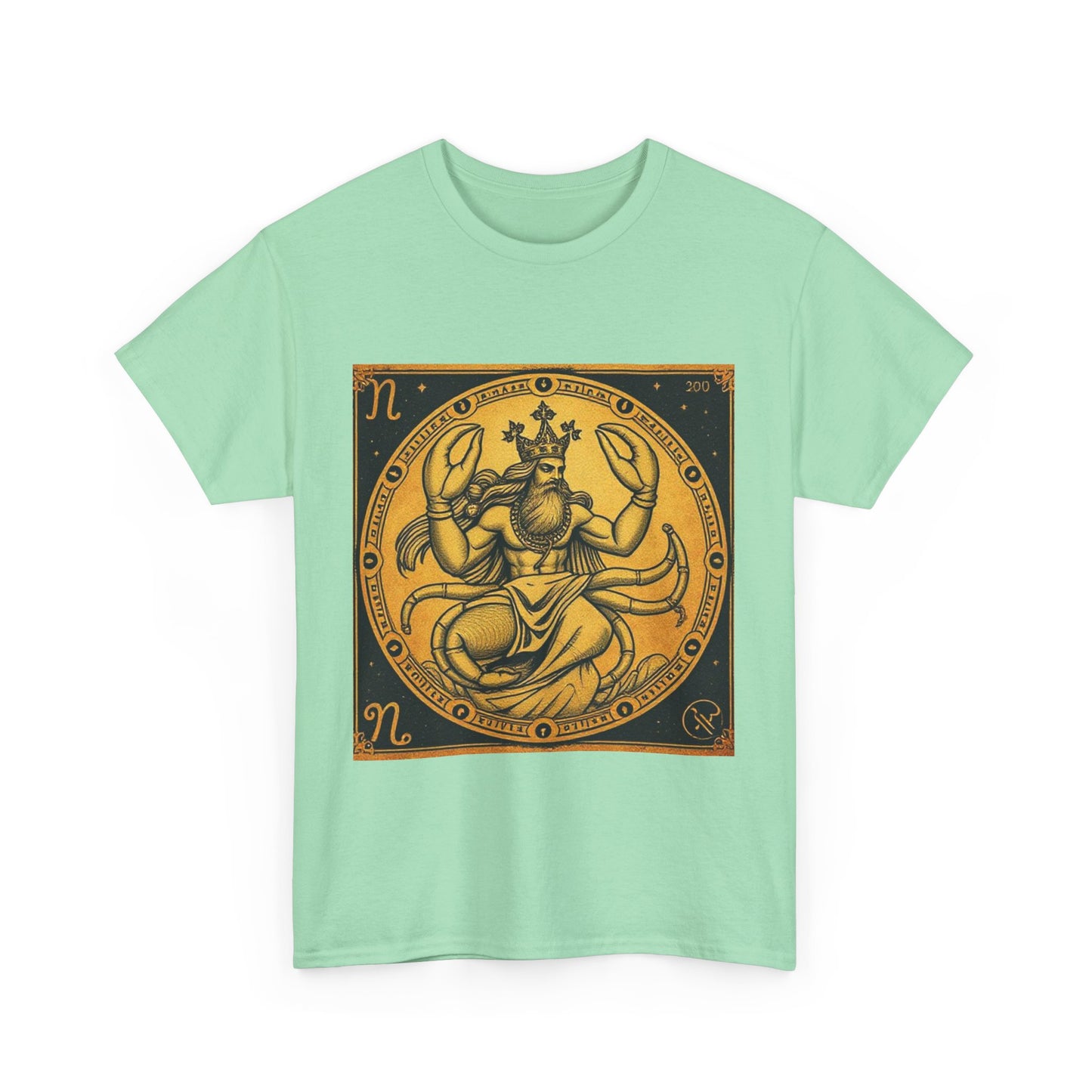 Unisex Heavy Cotton T-Shirt, Crab King, Cancer Zodiac Design