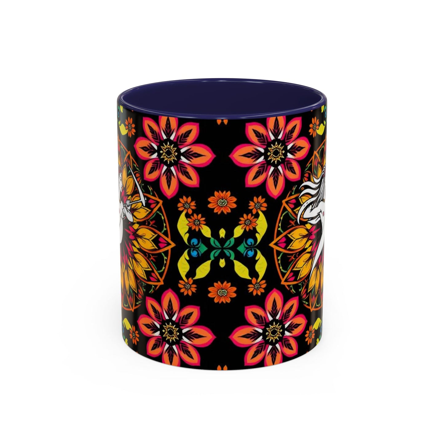 Accent Coffee Mug, Sagittarius, Zodiac v2. Flower Pattern, (11, 15oz)