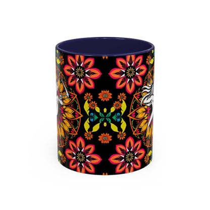 Accent Coffee Mug, Sagittarius, Zodiac v2. Flower Pattern, (11, 15oz)