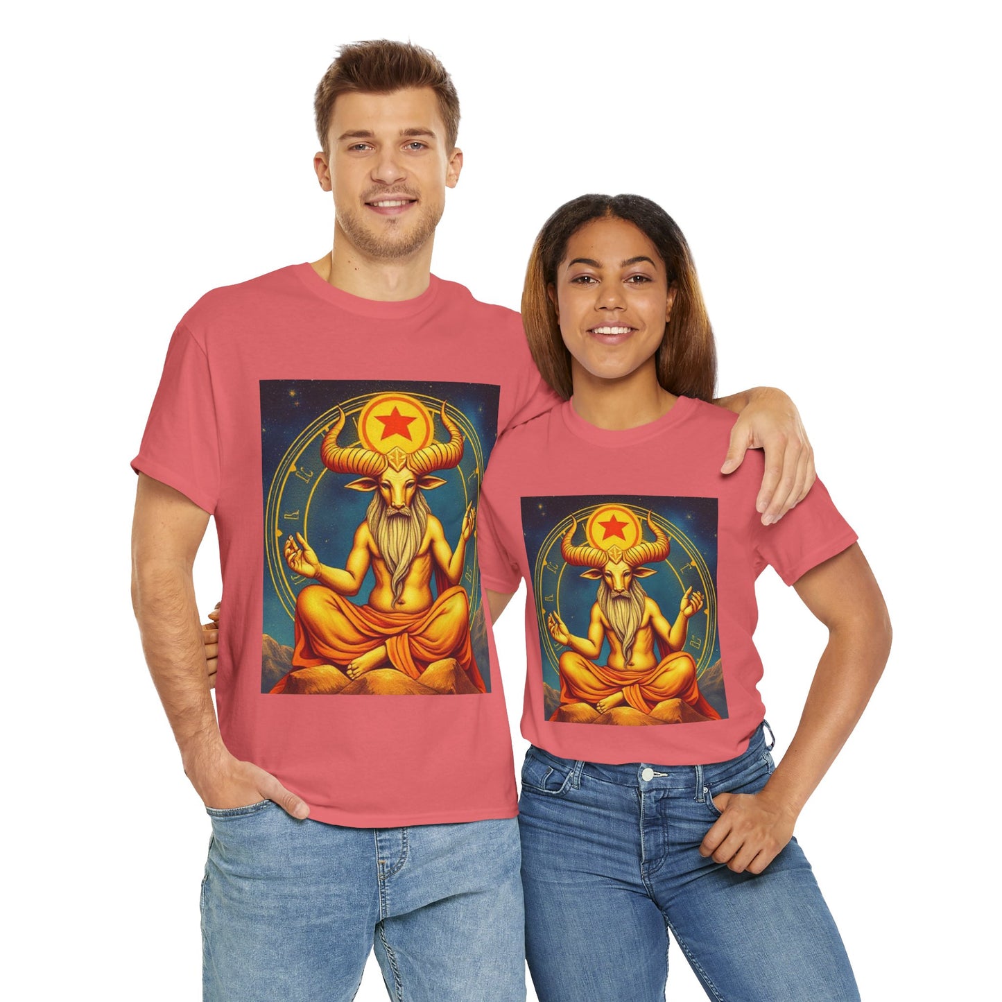 Unisex Heavy Cotton T-Shirt, Meditating Bull, Taurus Zodiac Design