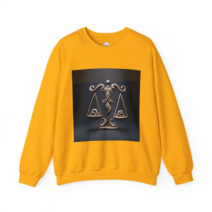 Unisex Heavy Blend™ Crewneck Sweatshirt, Brown Scale, Libra Zodiac Design