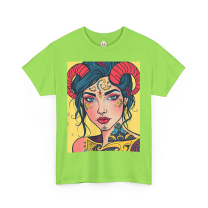 Unisex Heavy Cotton T-Shirt, Aries, Zodiac, Sexy Art