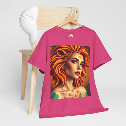 Unisex Heavy Cotton T-Shirt, Leo, Zodiac v3, Sexy Art