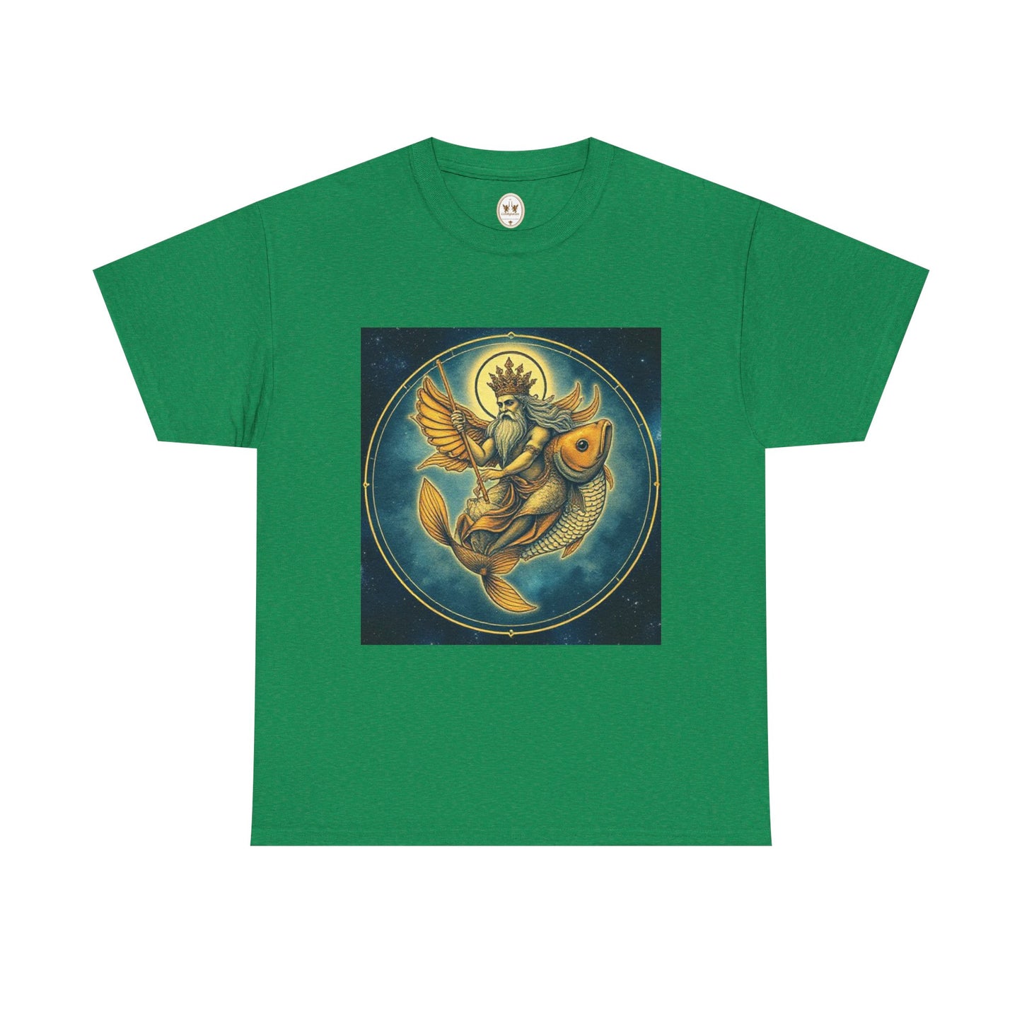 Unisex Heavy Cotton T-Shirt, Pisces King. Zodiac Design
