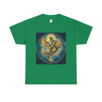 Unisex Heavy Cotton T-Shirt, Pisces King. Zodiac Design