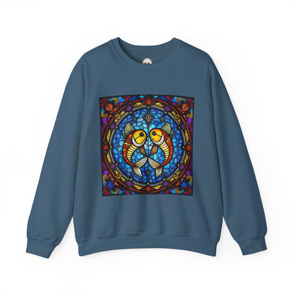 Unisex Heavy Blend™ Crewneck Sweatshirt, Glass 1, Pisces Zodiac Design