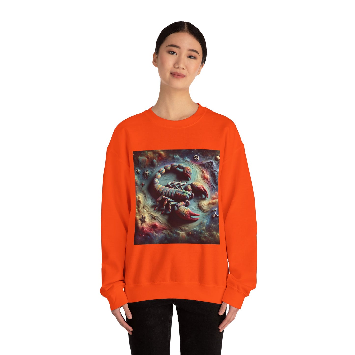 Unisex Heavy Blend™ Crewneck Sweatshirt, Trippy Mist Scorpion, Scorpio Zodiac Design