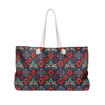 Weekender Bag, Taurus, Zodiac v4, Flower Pattern