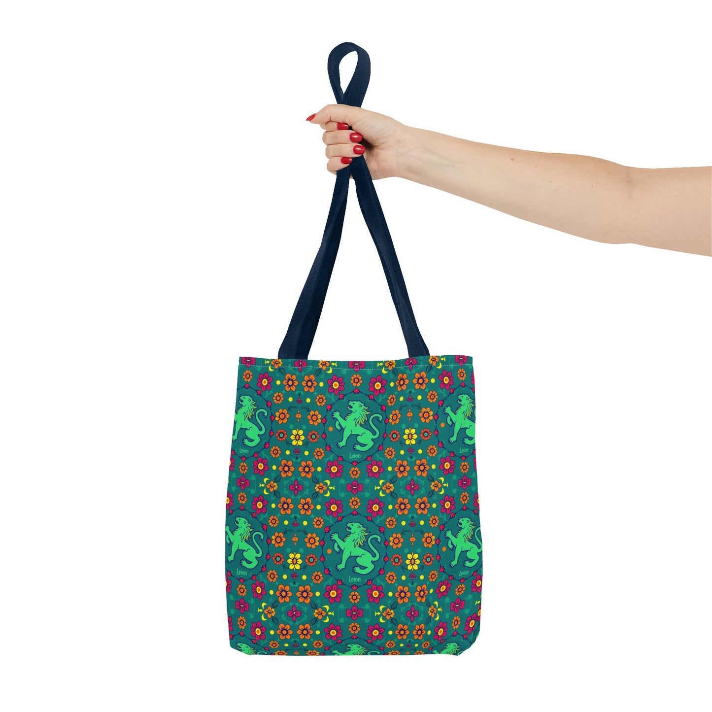 Tote Bag (AOP), Leo, Zodiac v1, Flower Pattern