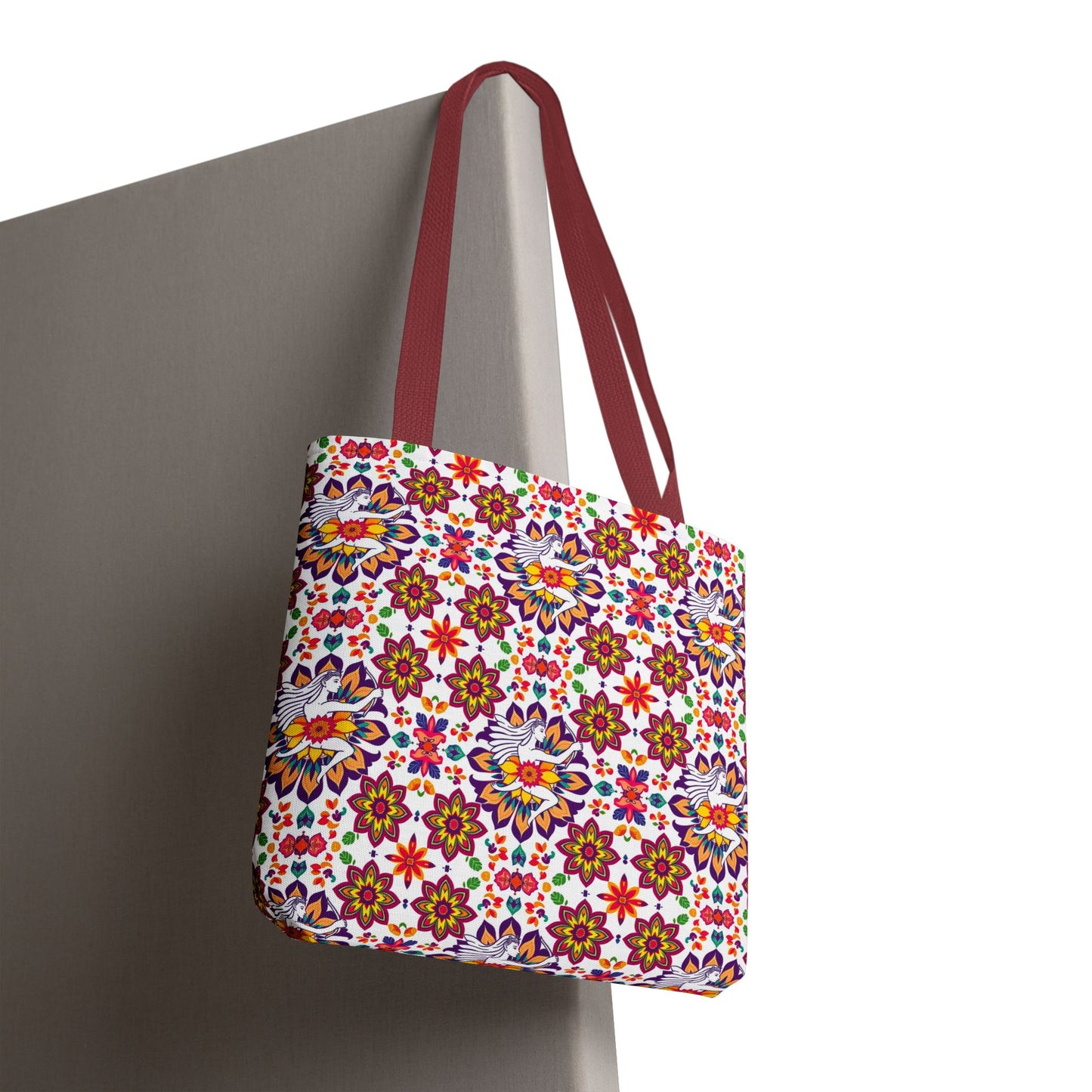 Tote Bag, (AOP), Sagittarius, Zodiac v2, Flower Pattern