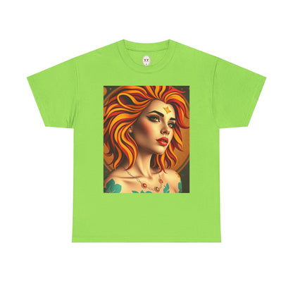 Unisex Heavy Cotton T-Shirt, Leo, Zodiac v3, Sexy Art