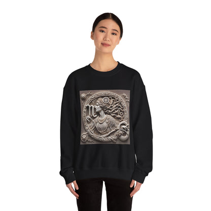 Unisex Heavy Blend™ Crewneck Sweatshirt, Stone Carving, Virgo Zodiac Design