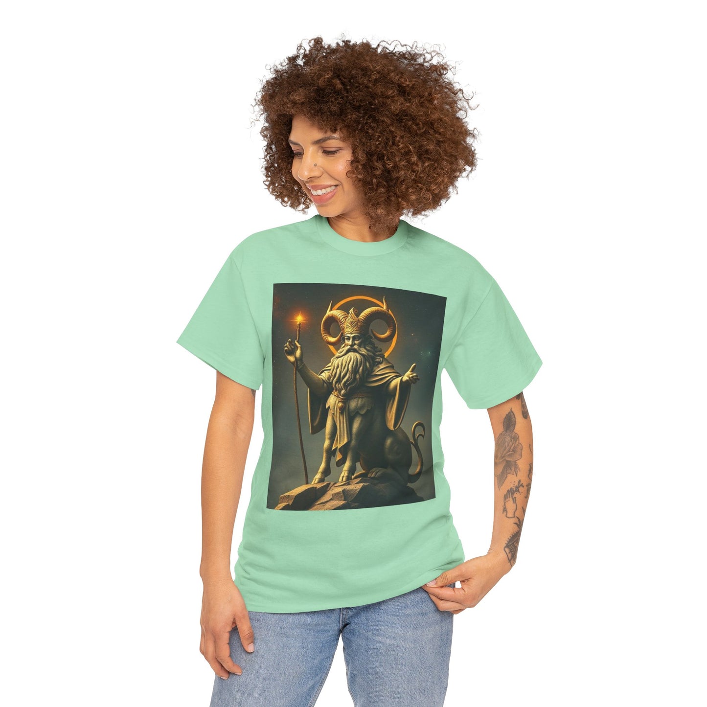 Unisex Heavy Cotton T-Shirt, Taurus God v1, Zodiac Design