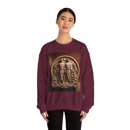 Unisex Heavy Blend™ Crewneck Sweatshirt, Stone Twins, Gemini Zodiac Design