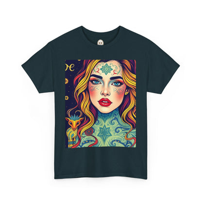 Unisex Heavy Cotton T-Shirt, Aquarius, Zodiac v2, Sexy Art