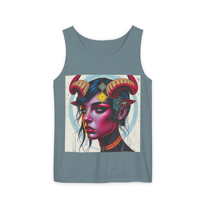 Unisex Garment-Dyed, Tank Top, Taurus Design, Pop Art v2, 100% US cotton