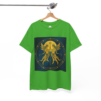 Unisex Heavy Cotton T-Shirt, Space Twins v3, Gemini Zodiac Design