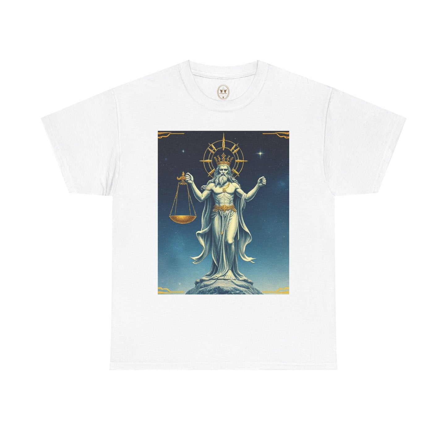 Unisex Heavy Cotton T-Shirt, Space, Libra God, Zodiac Design