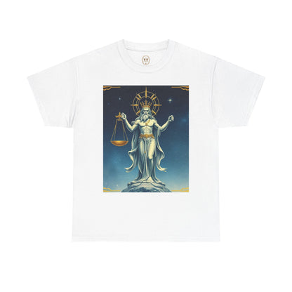 Unisex Heavy Cotton T-Shirt, Space, Libra God, Zodiac Design