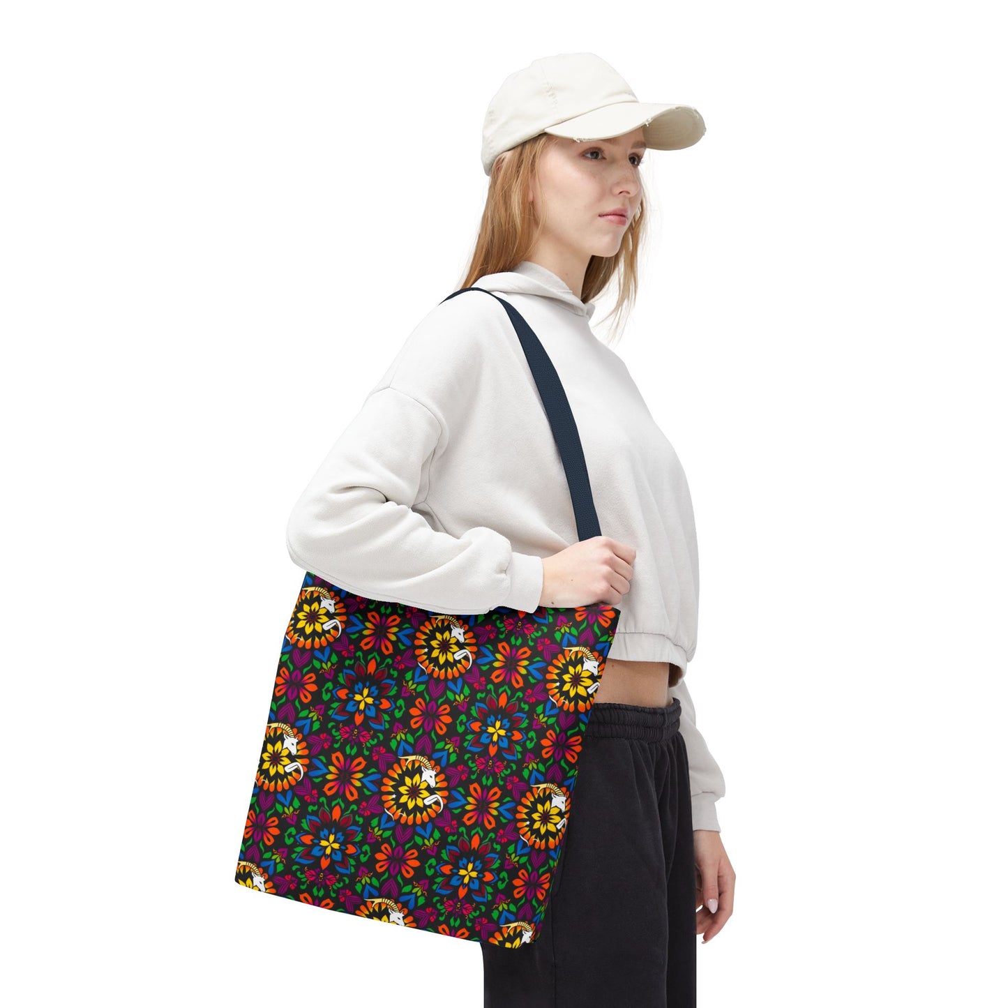 Tote Bag, (AOP), Capricorn, Zodiac v3, Flower Pattern