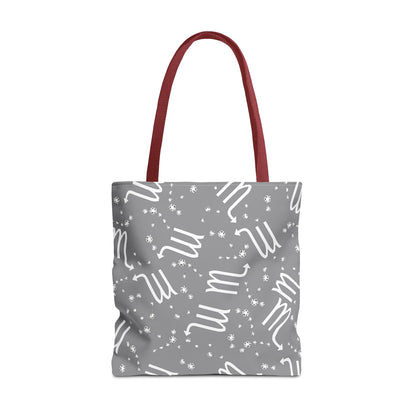 Tote Bag, Scorpio Zodiac Sign, AOP, (Grey, White)