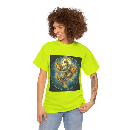 Unisex Heavy Cotton T-Shirt, Pisces King. Zodiac Design