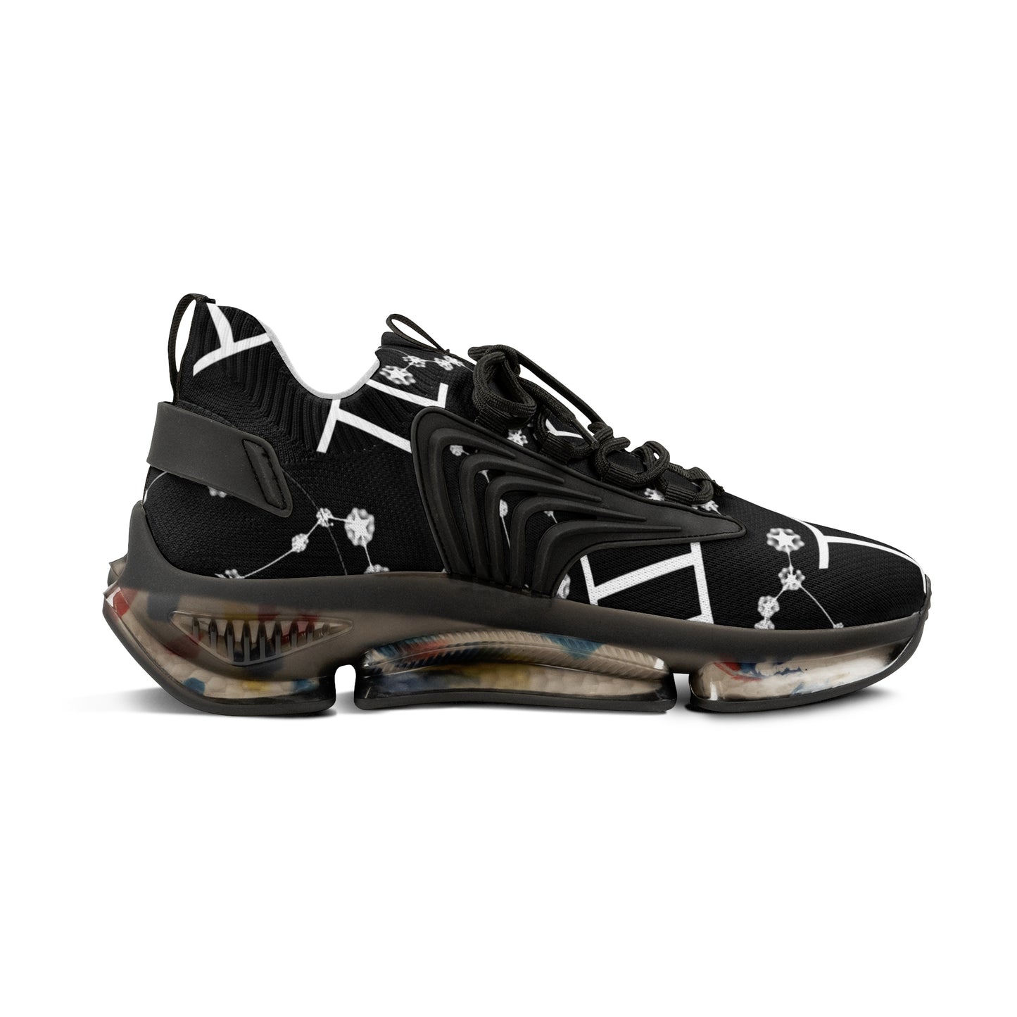 Men's Mesh Sneakers, Gemini Zodiac Sign, AOP, Black