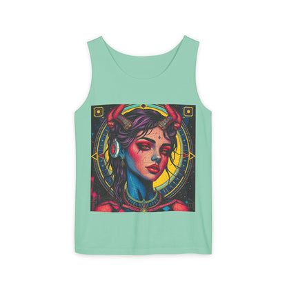 Unisex Garment-Dyed, Tank Top, Scorpio Design, Pop Art, 100% US cotton