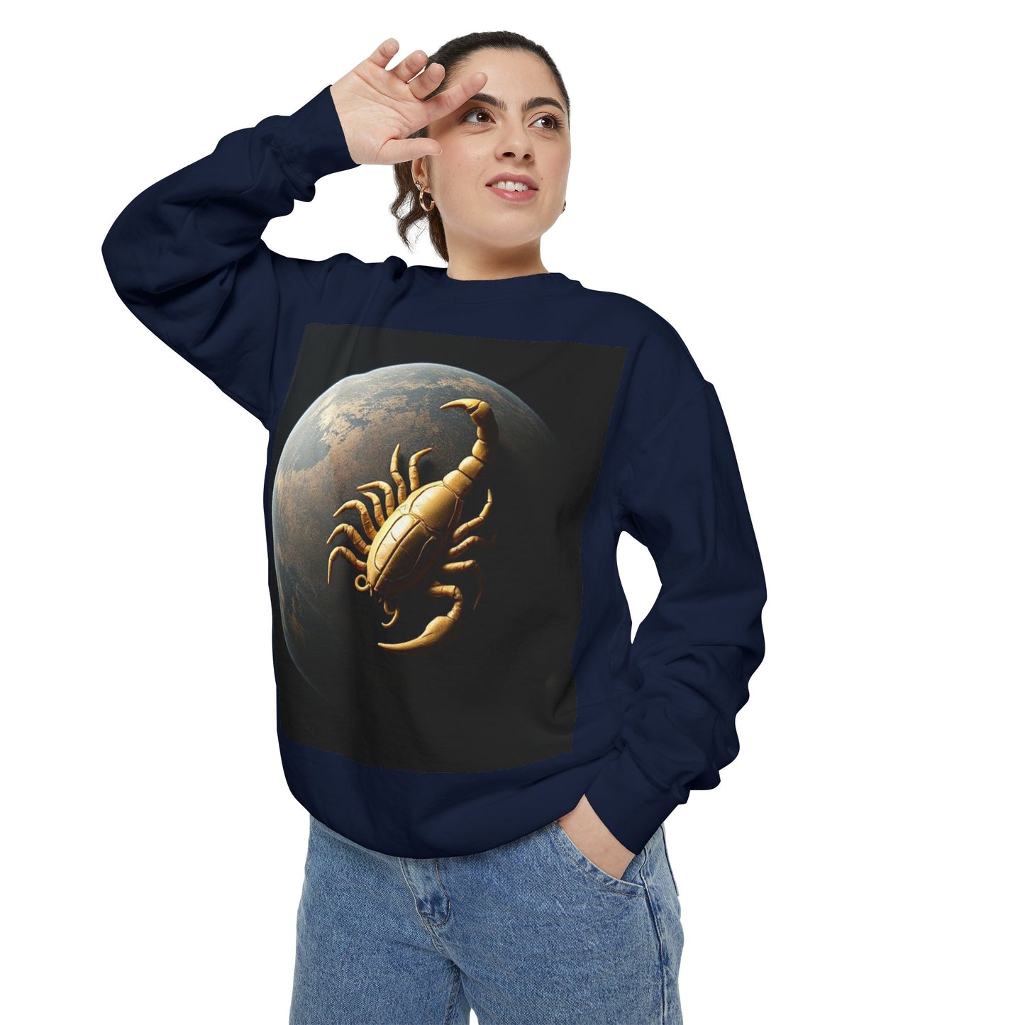 Garment-Dyed Sweatshirt, Unisex, Space Animal Design v1, Scorpio