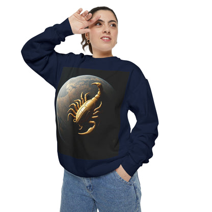 Garment-Dyed Sweatshirt, Unisex, Space Animal Design v1, Scorpio