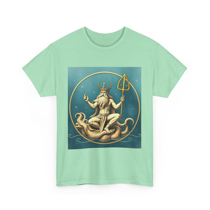 Unisex Heavy Cotton T-Shirt, Aquarius God 2v, Zodiac Design